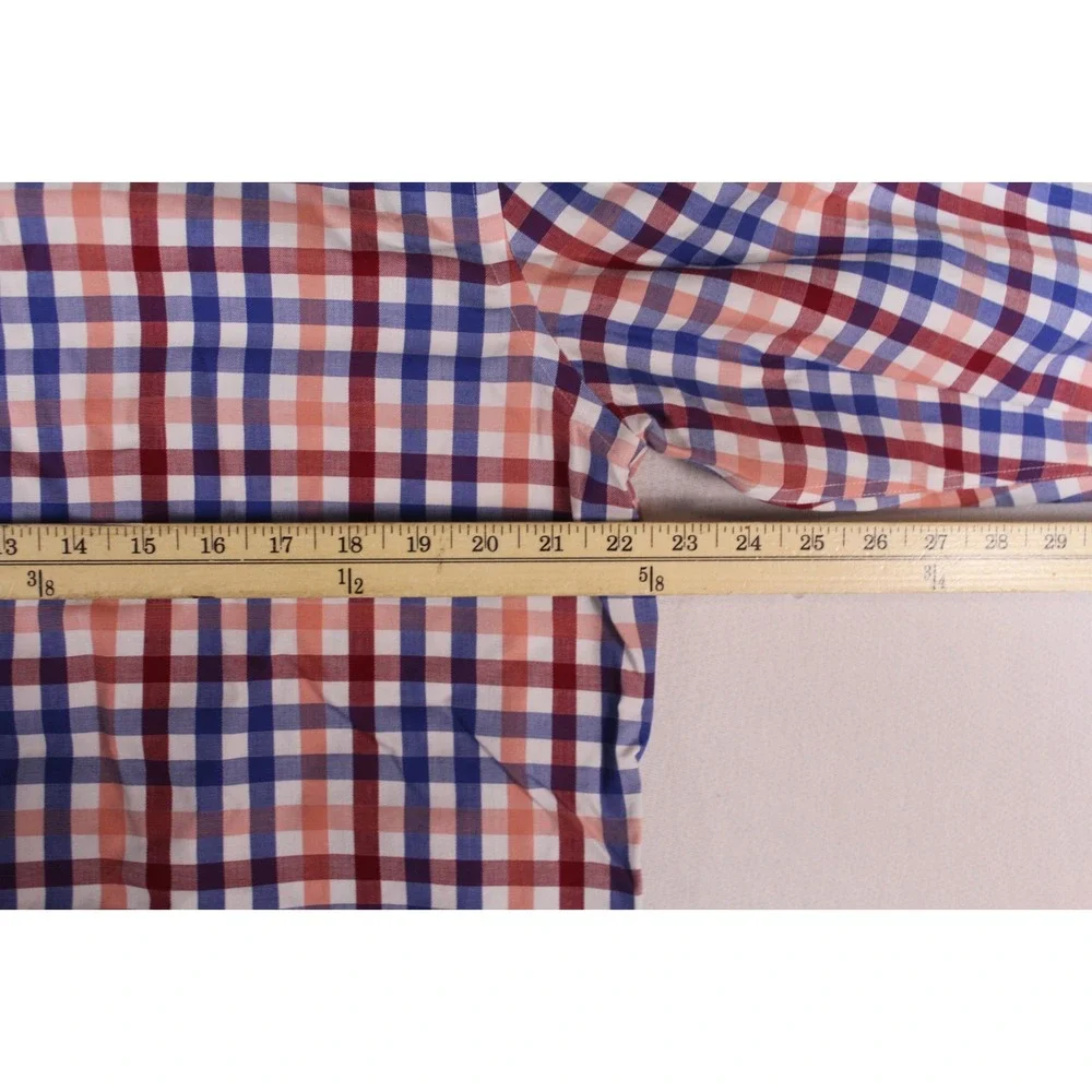 Banana Republic Men Blue Casual Button Down Plaid Long Sleeve Collar Size Large